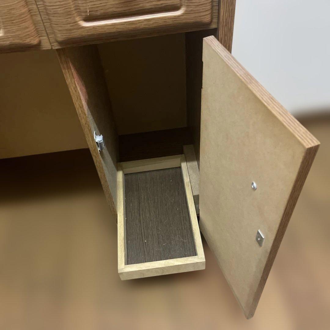 昭和レトロ　木製ドレッサー・鏡台 椅子付き　ナチュラルウッド　さいたま市引取限定