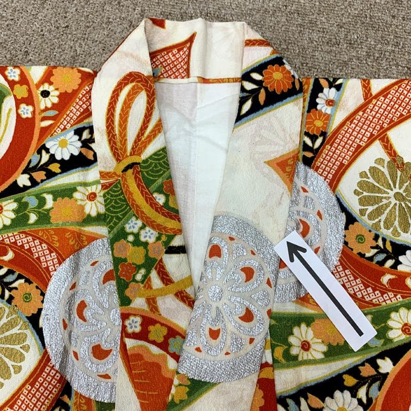 510ag19□七五三 七歳 セミアンティーク 女児 着物&袋帯(おまけ) □