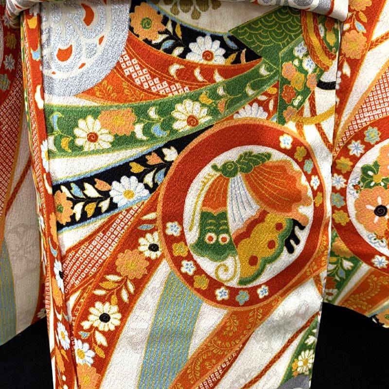 510ag19□七五三 七歳 セミアンティーク 女児 着物&袋帯(おまけ) □