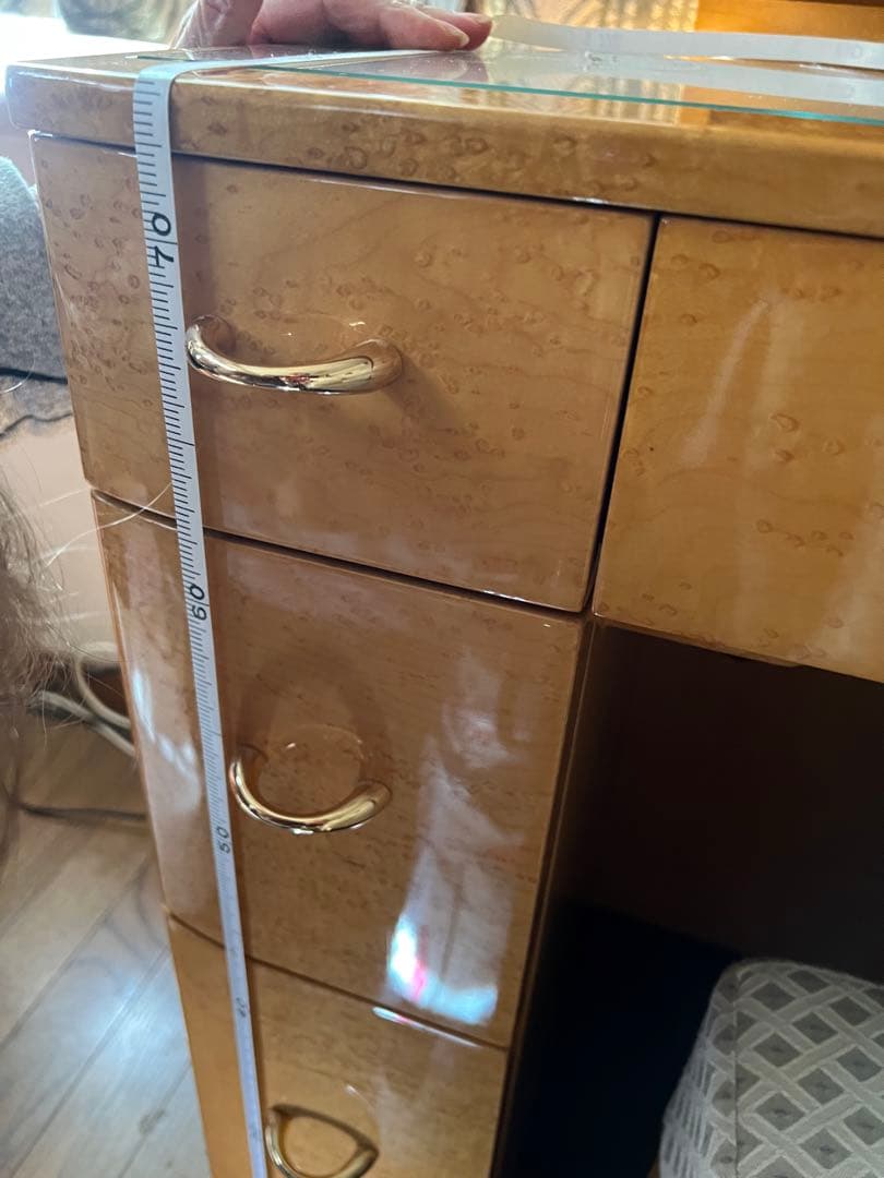 【送料込】大塚家具　高級三面鏡ドレッサー　鏡裏収納あり　椅子出品