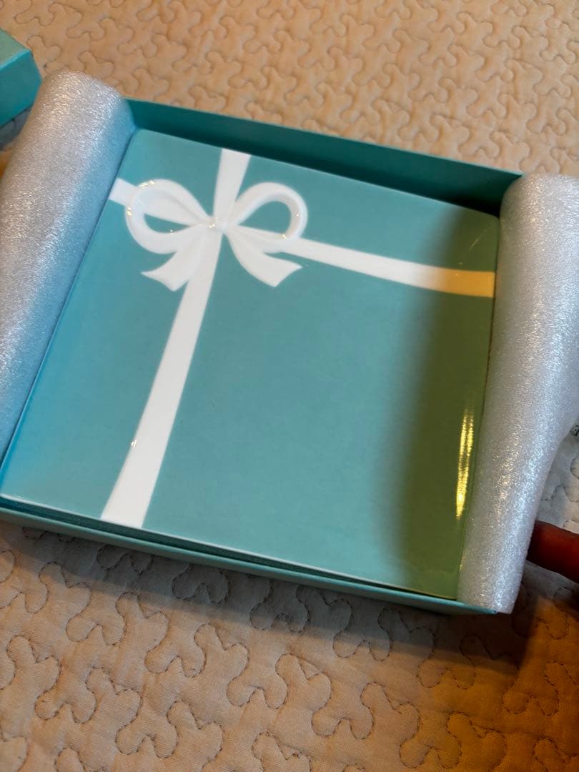 【美品】Tiffany ブルーボウデザートプレート 2枚　ティファニーブルー