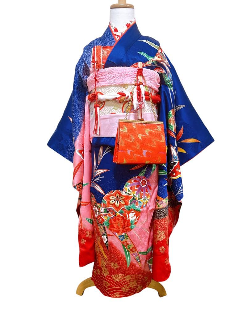 ロイヤルブルー!正絹♡七五三　7歳　女の子　フルセット　一式　青系　ピンク