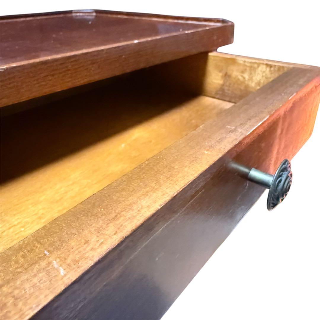 木製 サイドテーブル 引出し付きアンティーク　木製コンソール　猫脚テーブル　花台