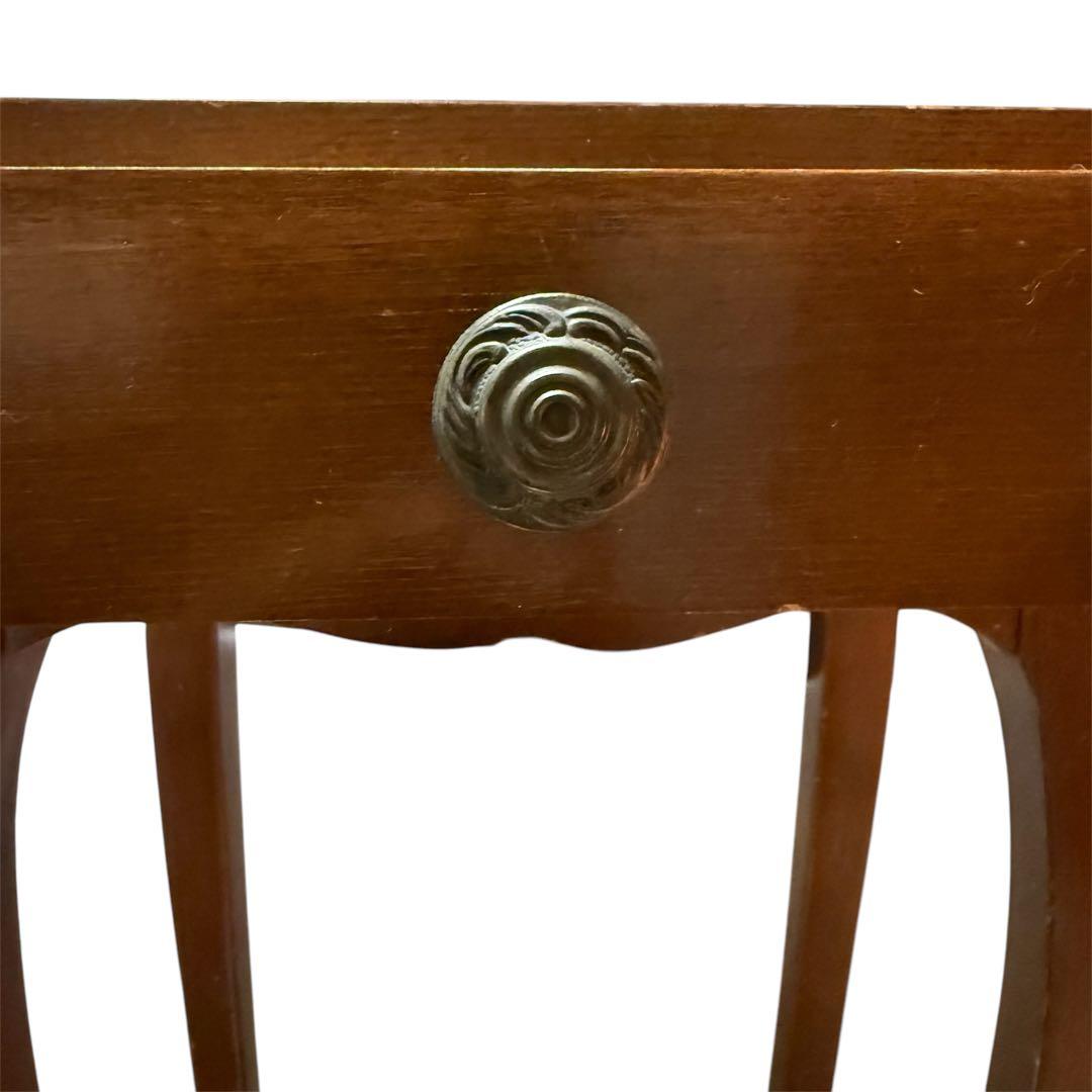 木製 サイドテーブル 引出し付きアンティーク　木製コンソール　猫脚テーブル　花台