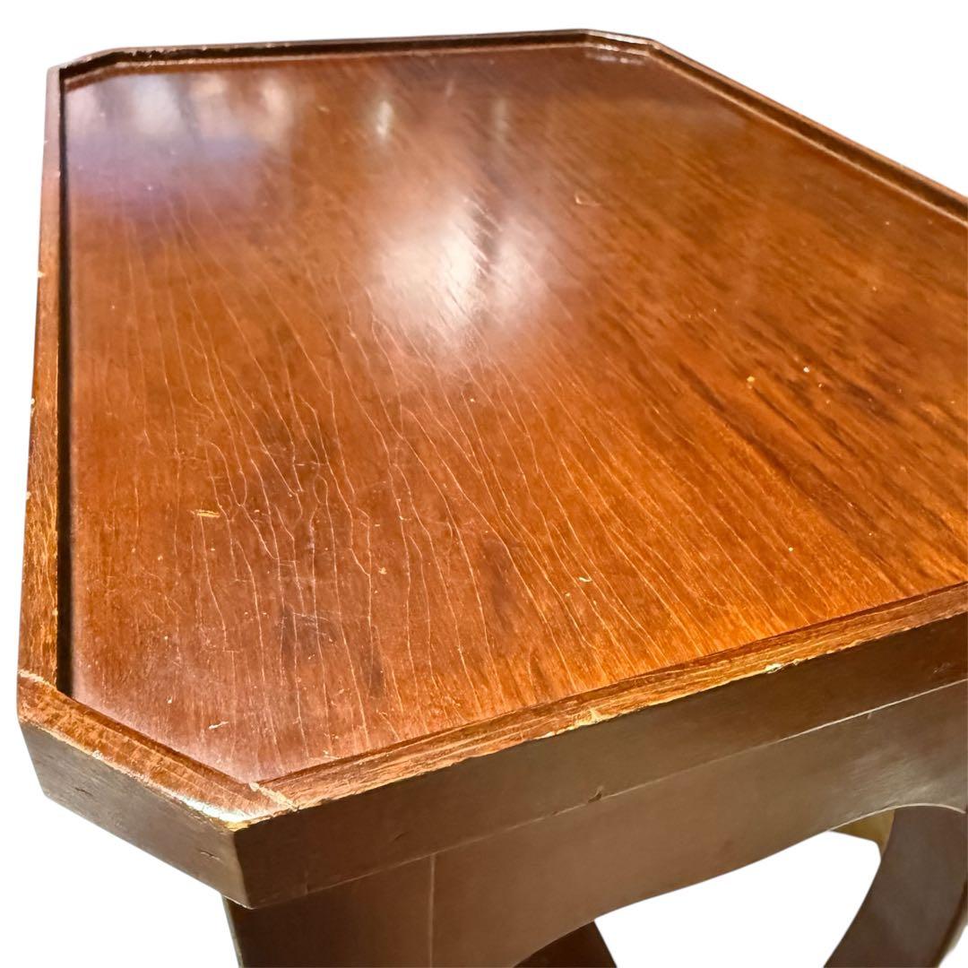 木製 サイドテーブル 引出し付きアンティーク　木製コンソール　猫脚テーブル　花台