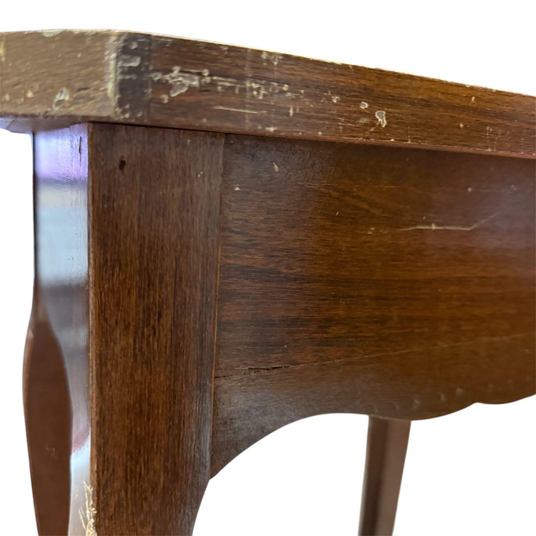 木製 サイドテーブル 引出し付きアンティーク　木製コンソール　猫脚テーブル　花台