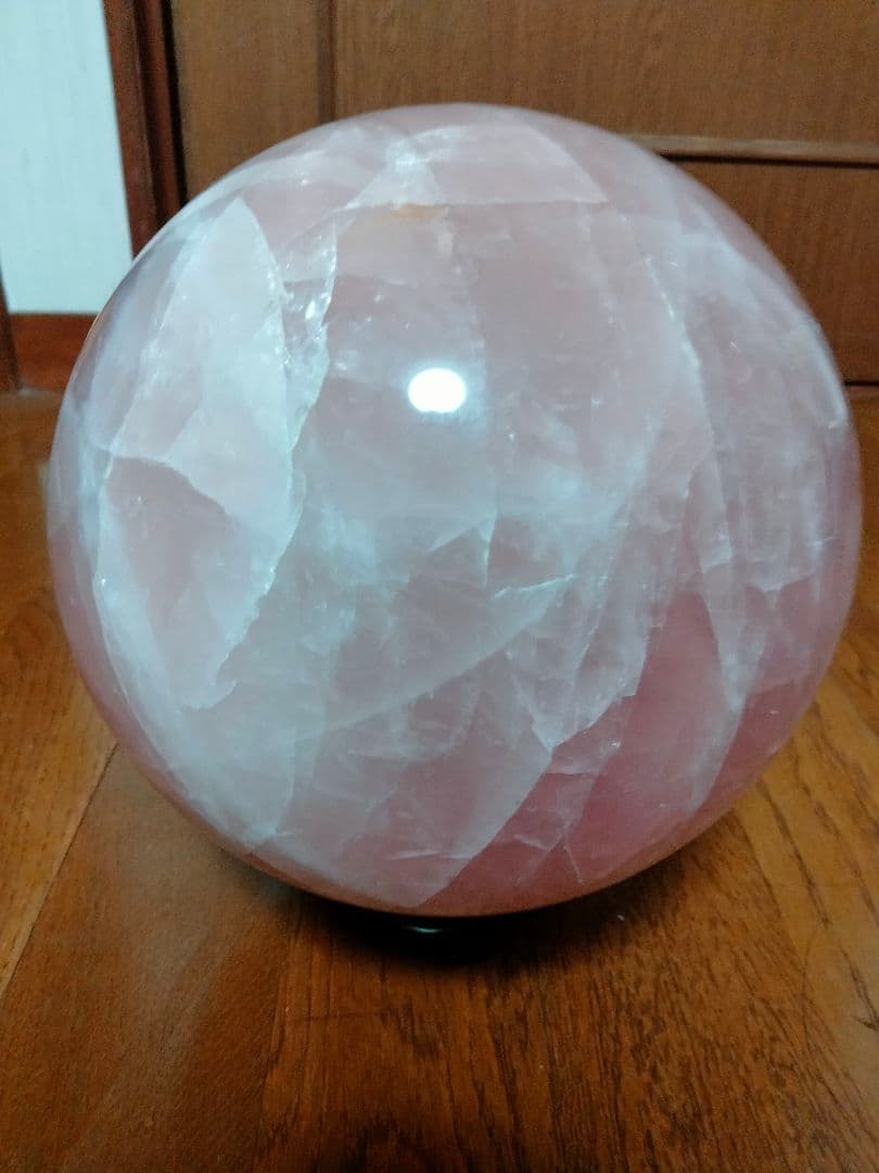 ローズクォーツ 丸玉 紅水晶 パワーストーン 風水 浄化 天然石 置物 台座付