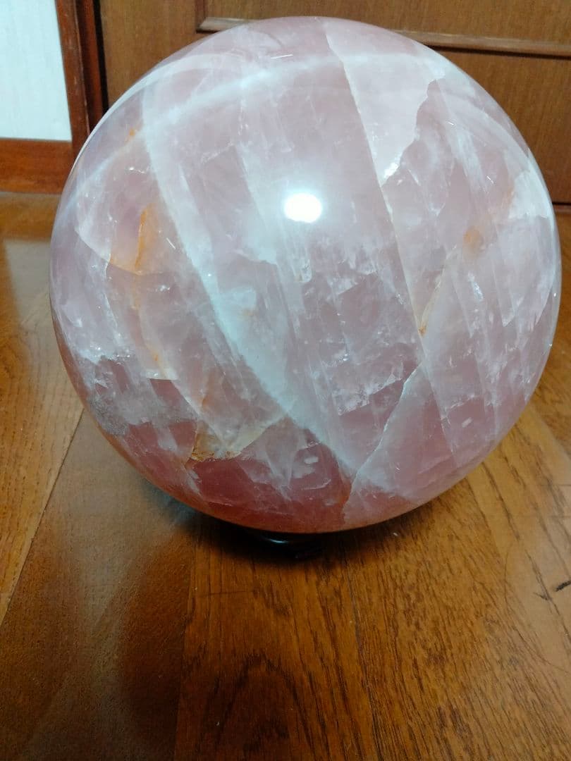ローズクォーツ 丸玉 紅水晶 パワーストーン 風水 浄化 天然石 置物 台座付