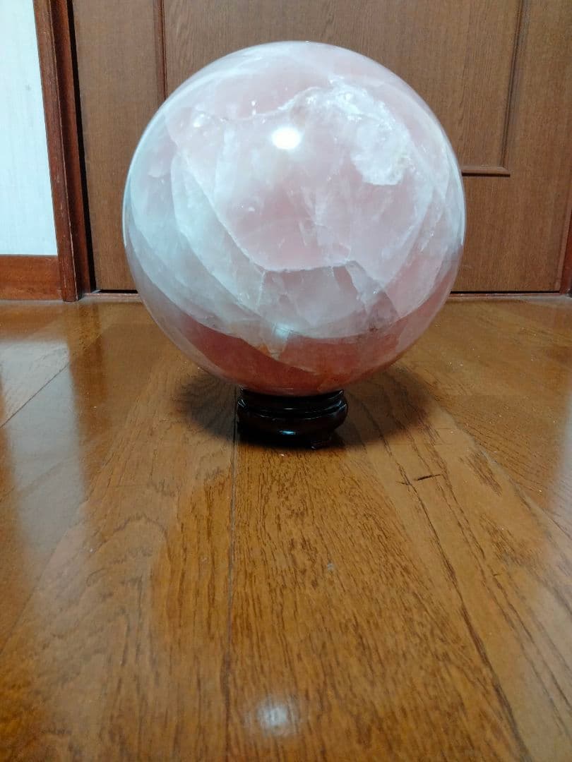 ローズクォーツ 丸玉 紅水晶 パワーストーン 風水 浄化 天然石 置物 台座付