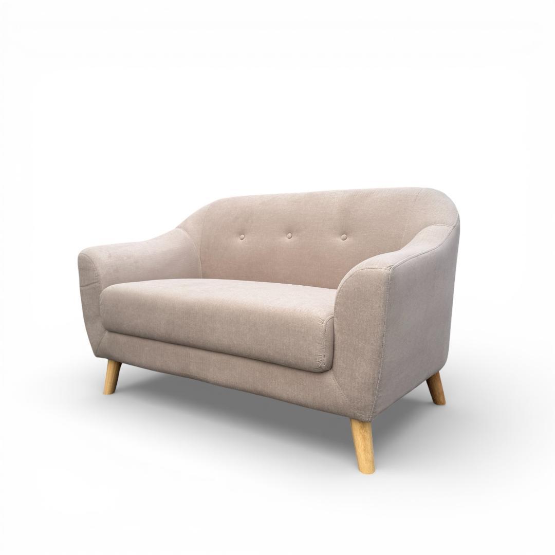 【新品】北欧風 2人掛け コンパクトソファ ベージュ 2WAY ローソファ可能