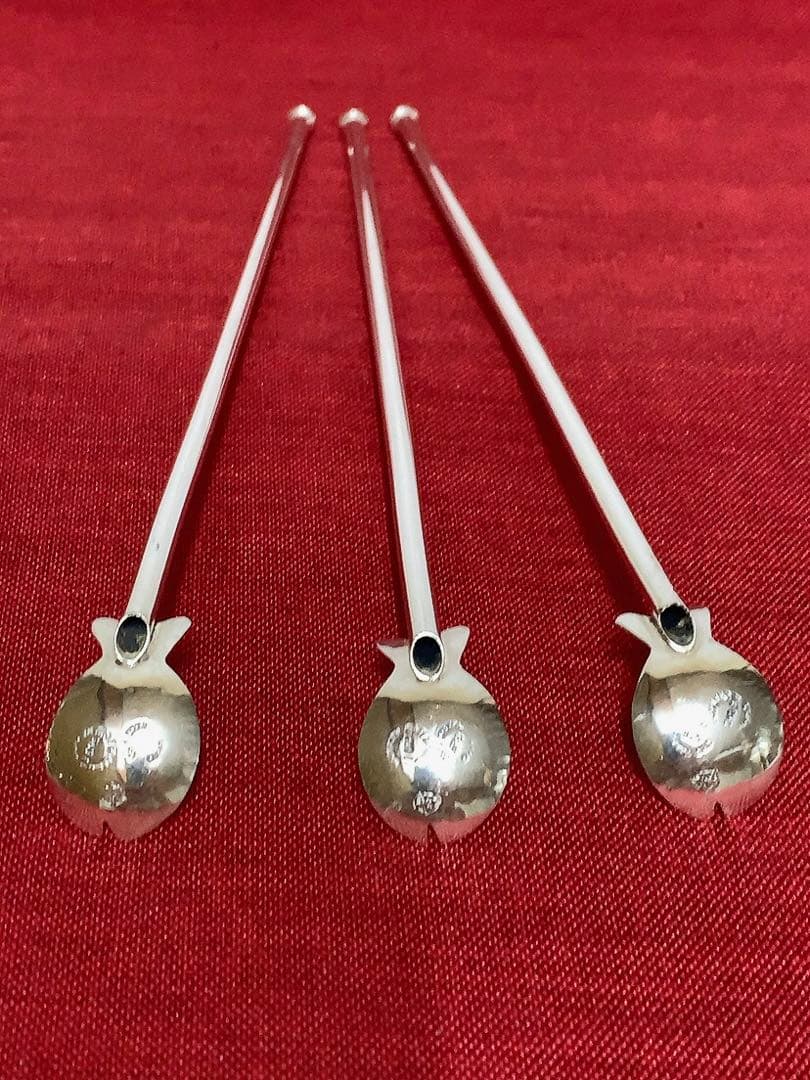 純銀925Sマドラー＋ストロースプーン、ヨーロッパ製メーカー不詳: ヴィンテージ