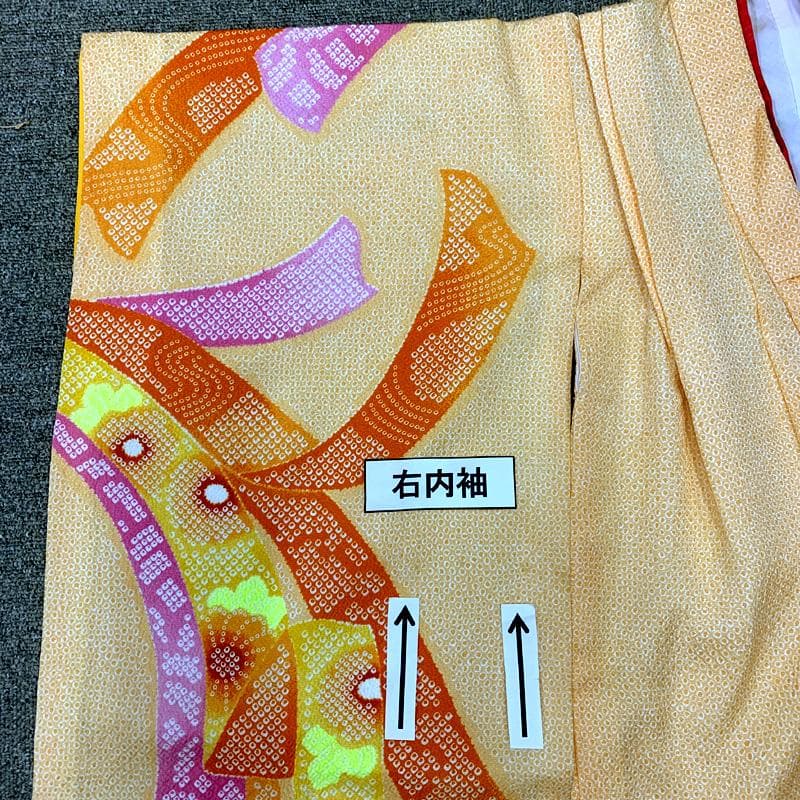 507ag24□七五三 七歳 女児 着物&袋帯 金駒刺繍 束ね熨斗□状態良好