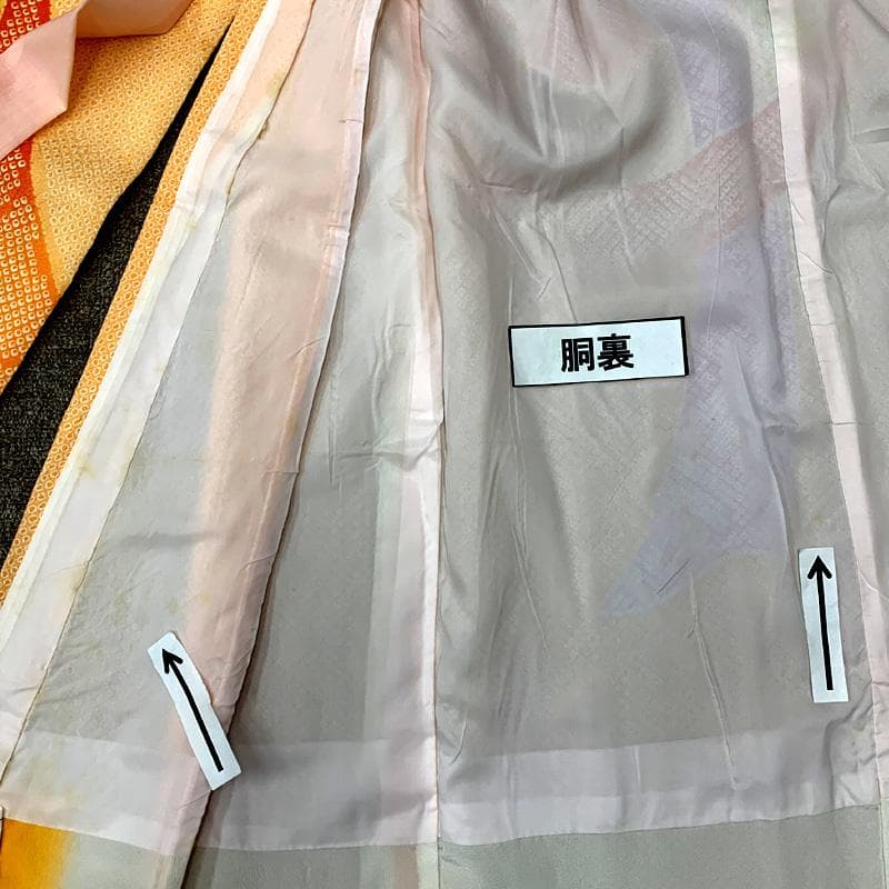 507ag24□七五三 七歳 女児 着物&袋帯 金駒刺繍 束ね熨斗□状態良好