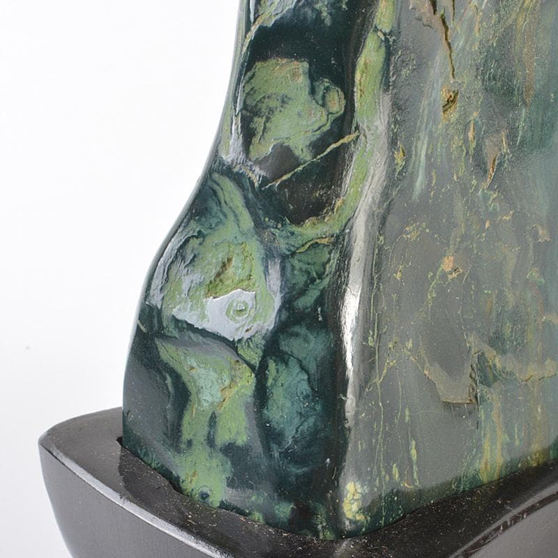 鑑賞石　天然石　緑石　孔雀石　マラカイト　約419kg　唐木台付　V　R6450