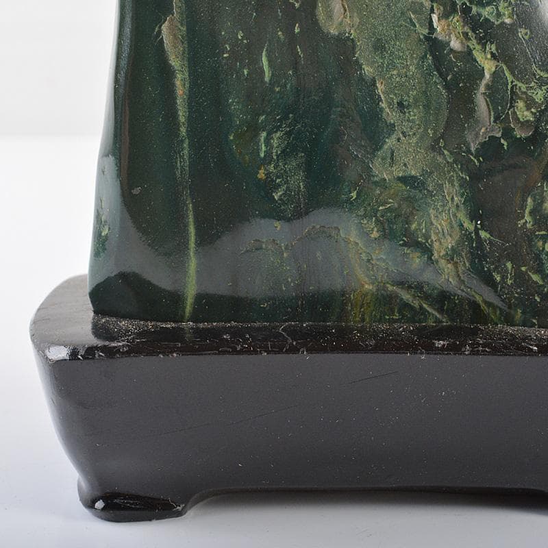 鑑賞石　天然石　緑石　孔雀石　マラカイト　約419kg　唐木台付　V　R6450