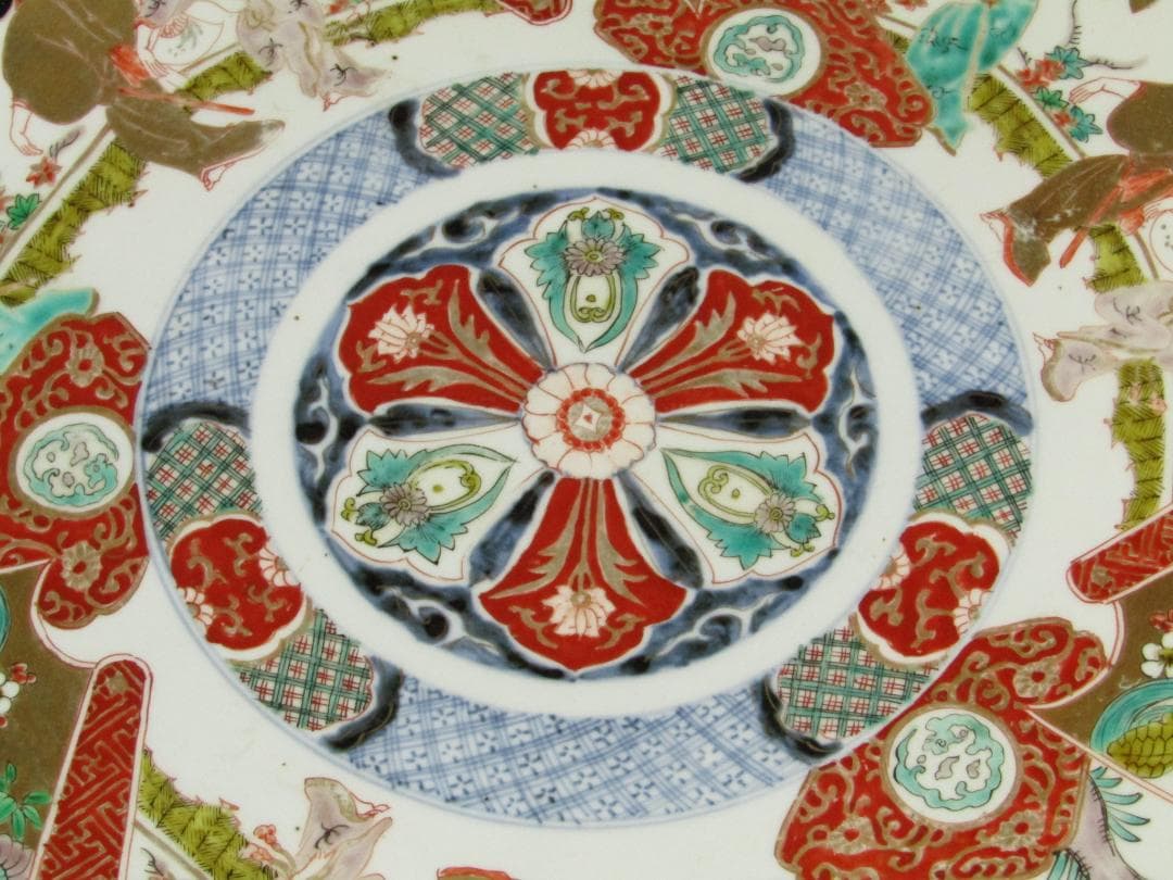 色絵 時代 割絵花見踊り図 一尺四寸 銅鑼鉢・大皿】古伊万里 - メルカリ