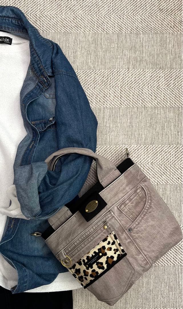 yuベージュリメイクバッグNo.814•No.815☆ハンドバッグポーチ