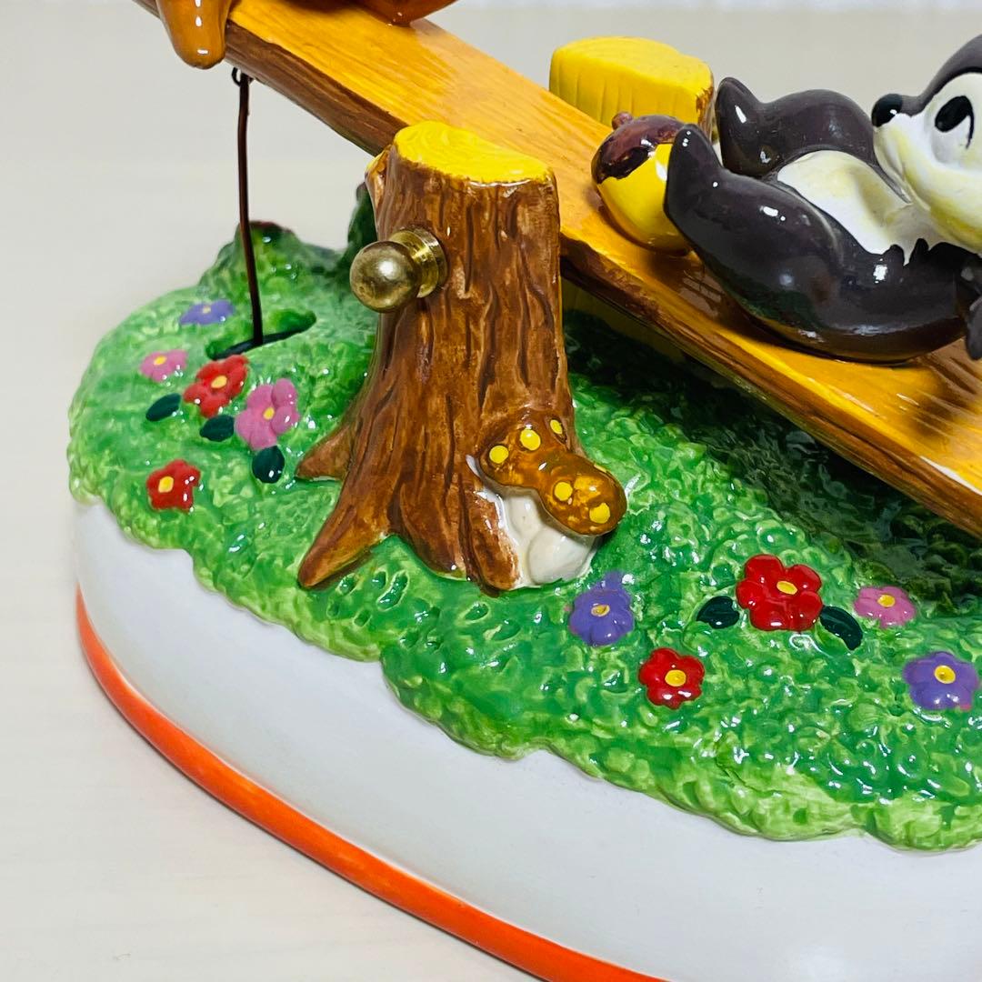 希少レア Sankyo Disney チップとデール オルゴール 陶器製