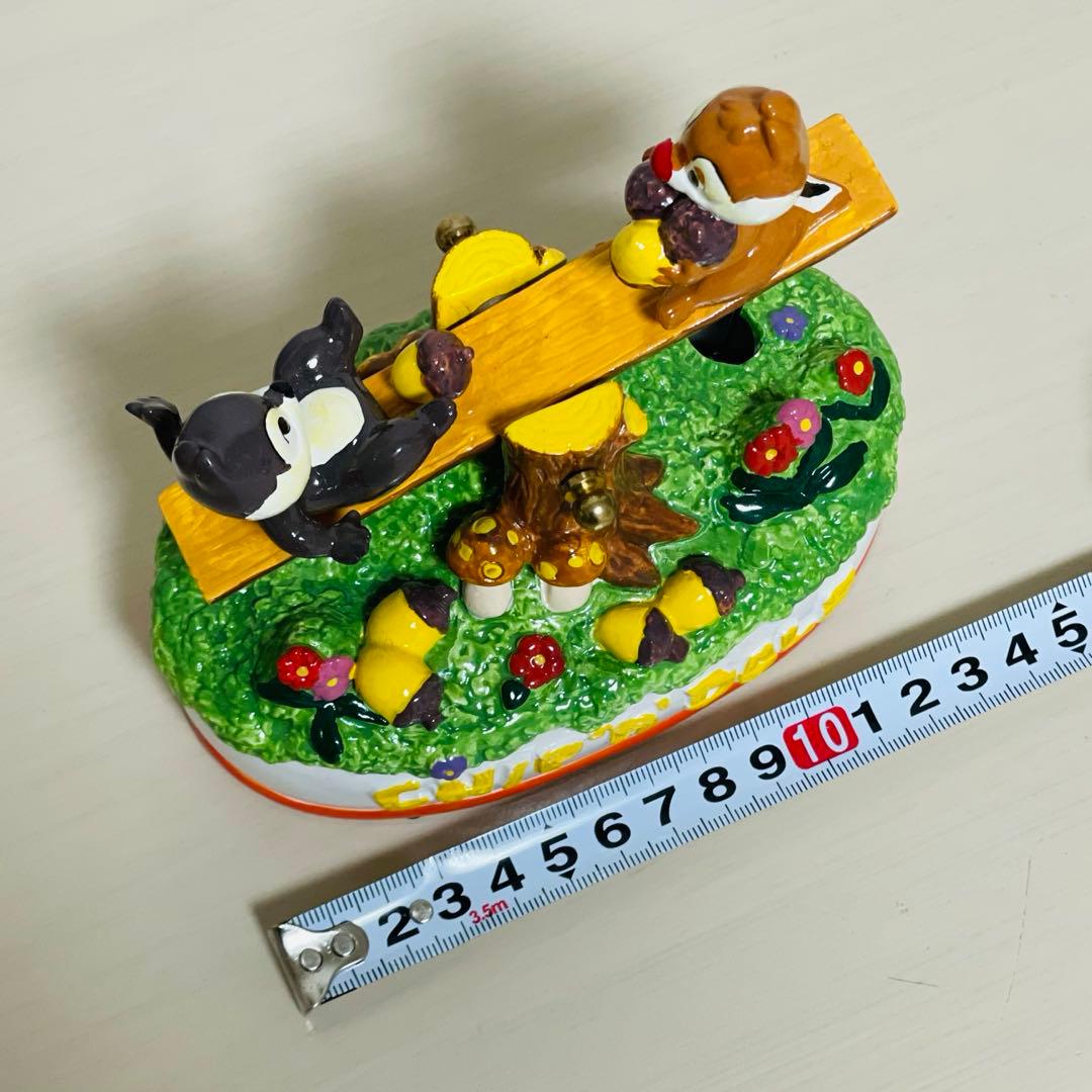 希少レア Sankyo Disney チップとデール オルゴール 陶器製