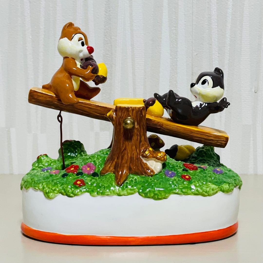 希少レア Sankyo Disney チップとデール オルゴール 陶器製