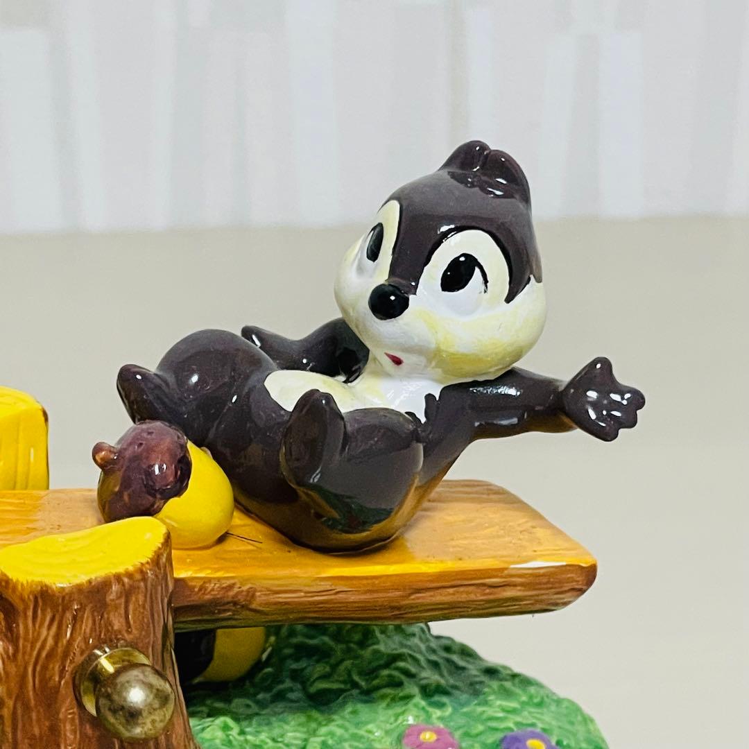 希少レア Sankyo Disney チップとデール オルゴール 陶器製