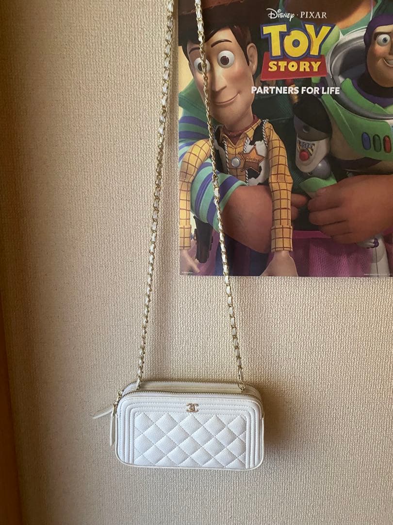 最終お値下げ♡ホワイト ショルダーバッグ、チェーンウォレット♡