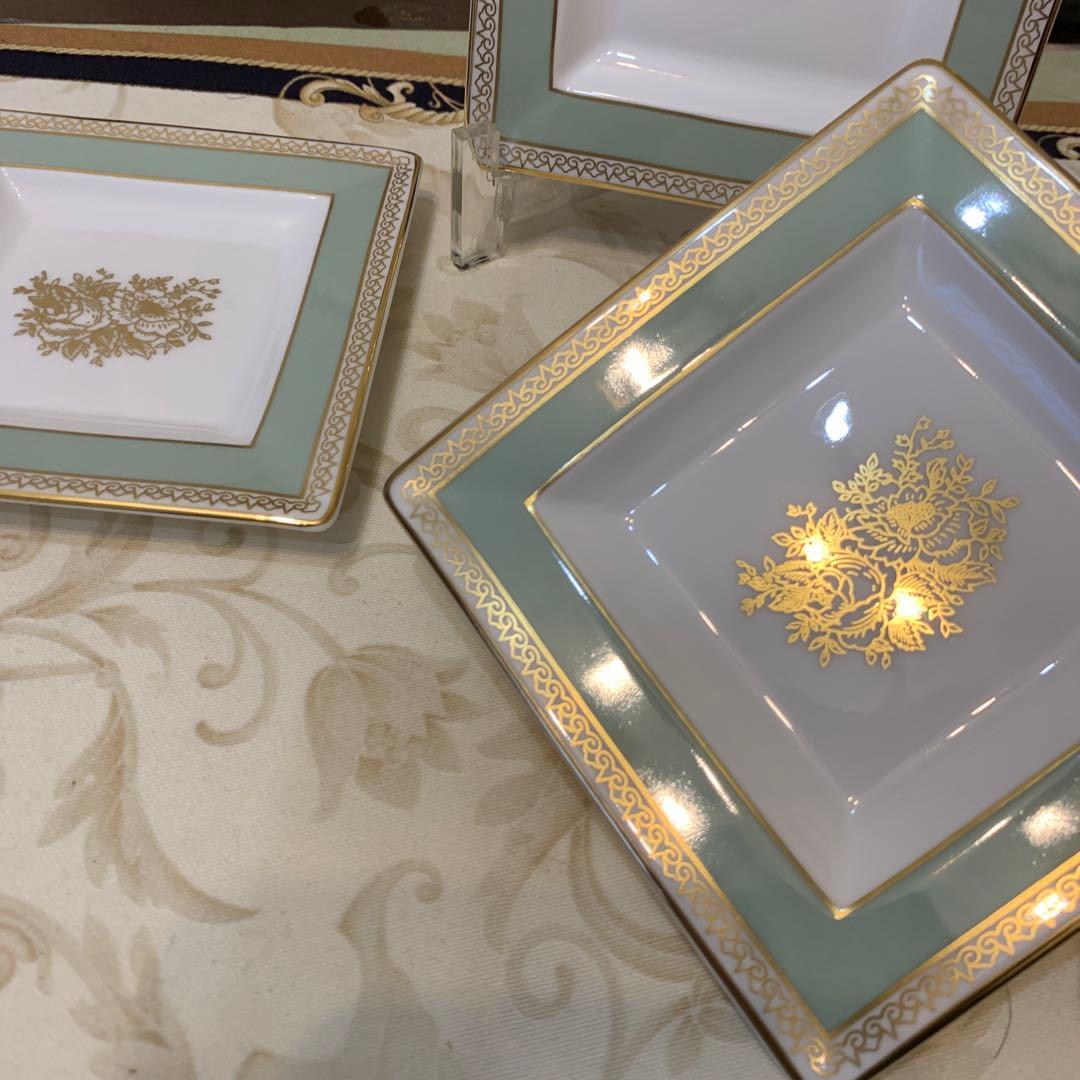 未使用　ウェッジウッド コロンビア　セージグリーン スクエアプレート　トレイ