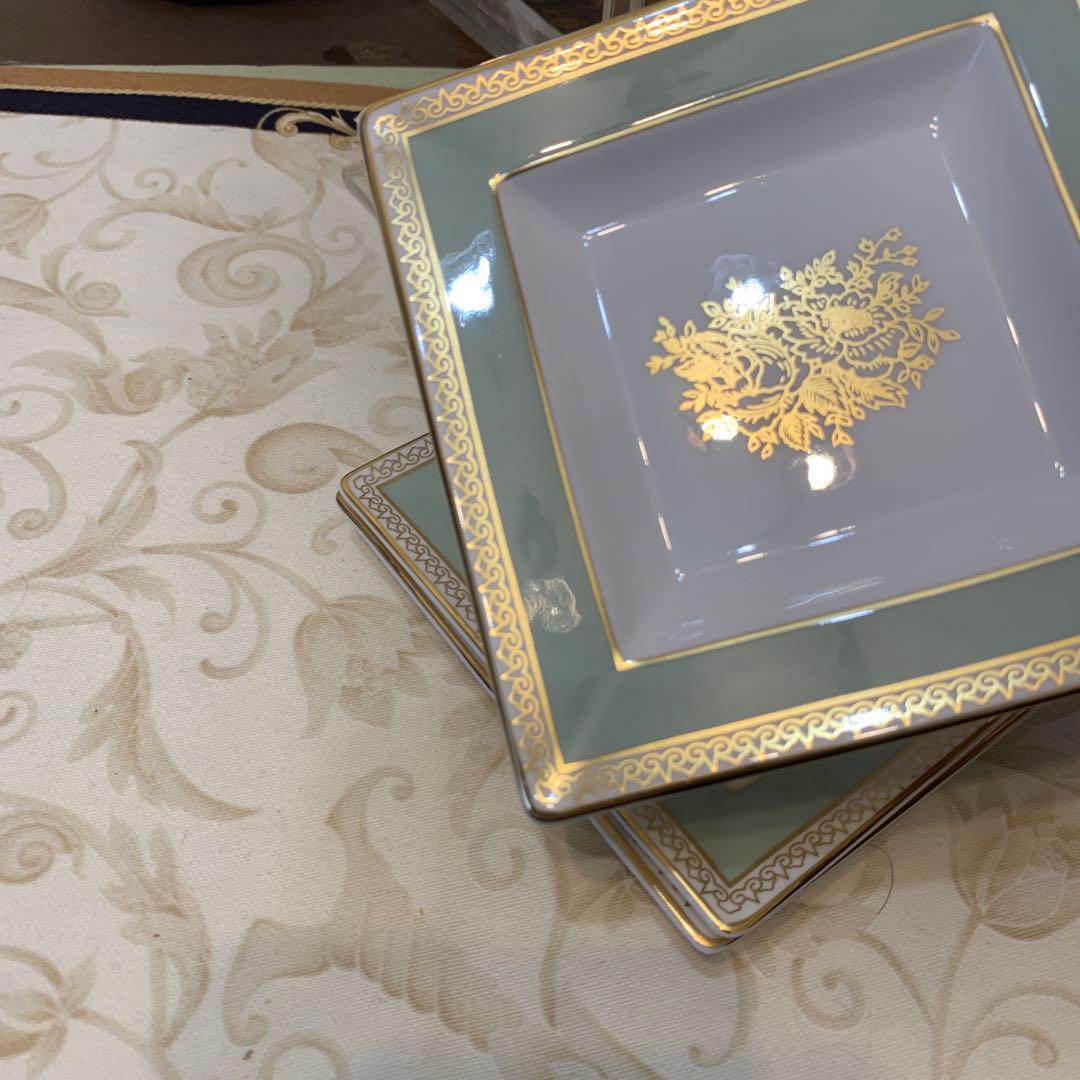 未使用　ウェッジウッド コロンビア　セージグリーン スクエアプレート　トレイ