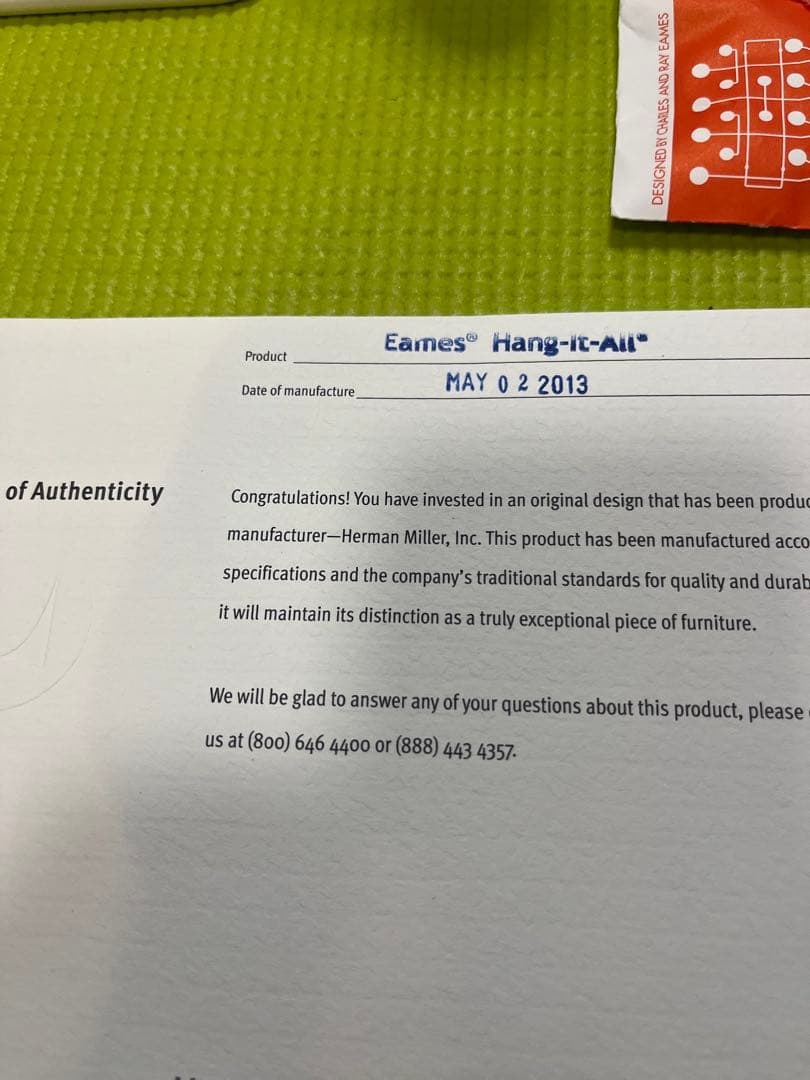 ハーマンミラー　ハングイットオール　白【美品】