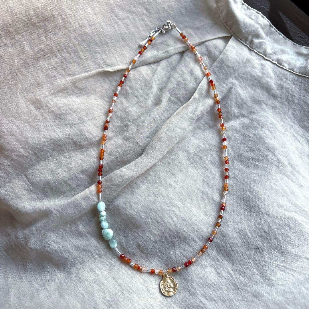 no.103 ラリマーとサードニクスのネックレス　一点物