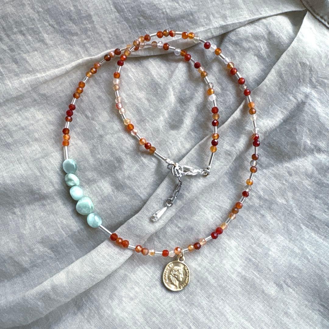 no.103 ラリマーとサードニクスのネックレス　一点物