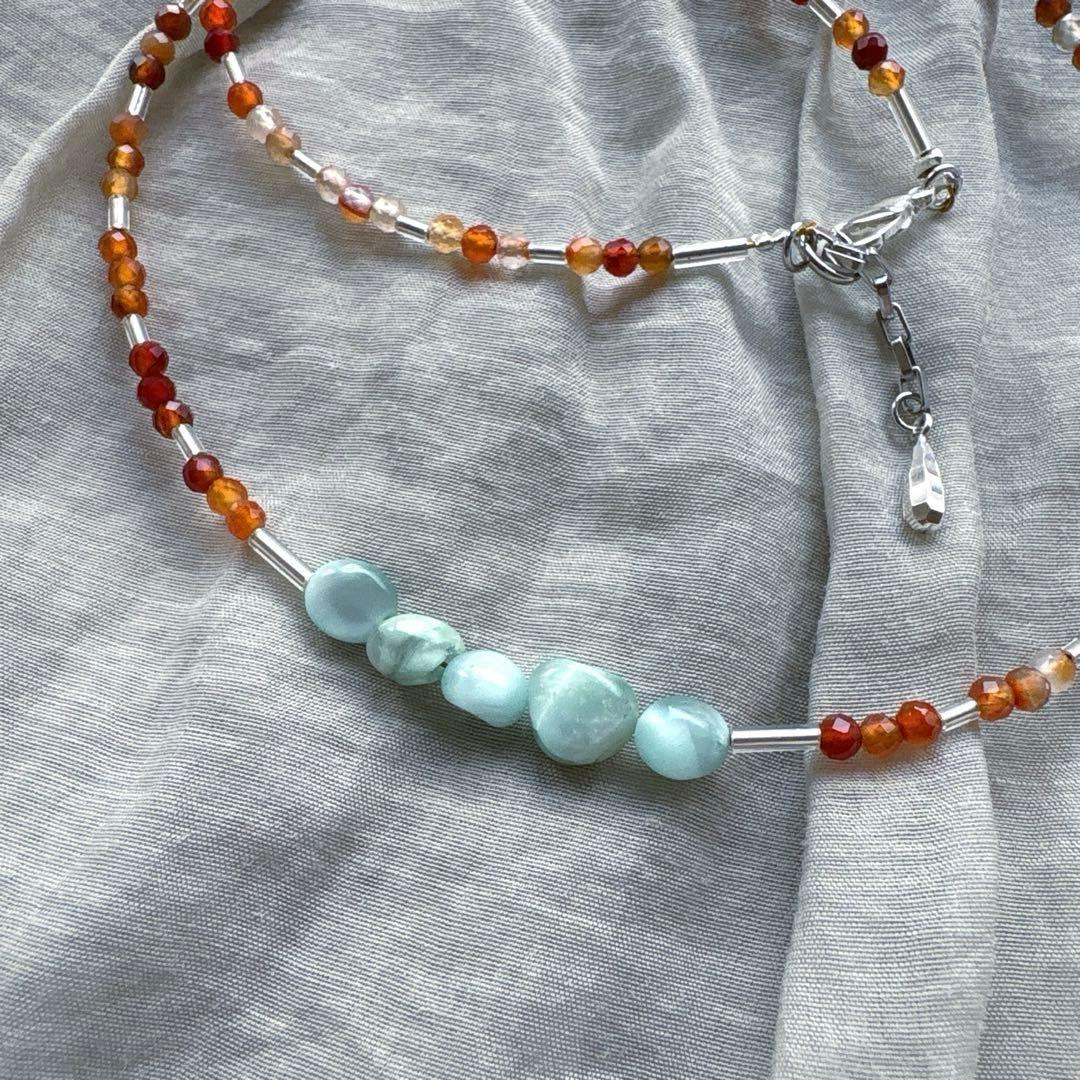 no.103 ラリマーとサードニクスのネックレス　一点物