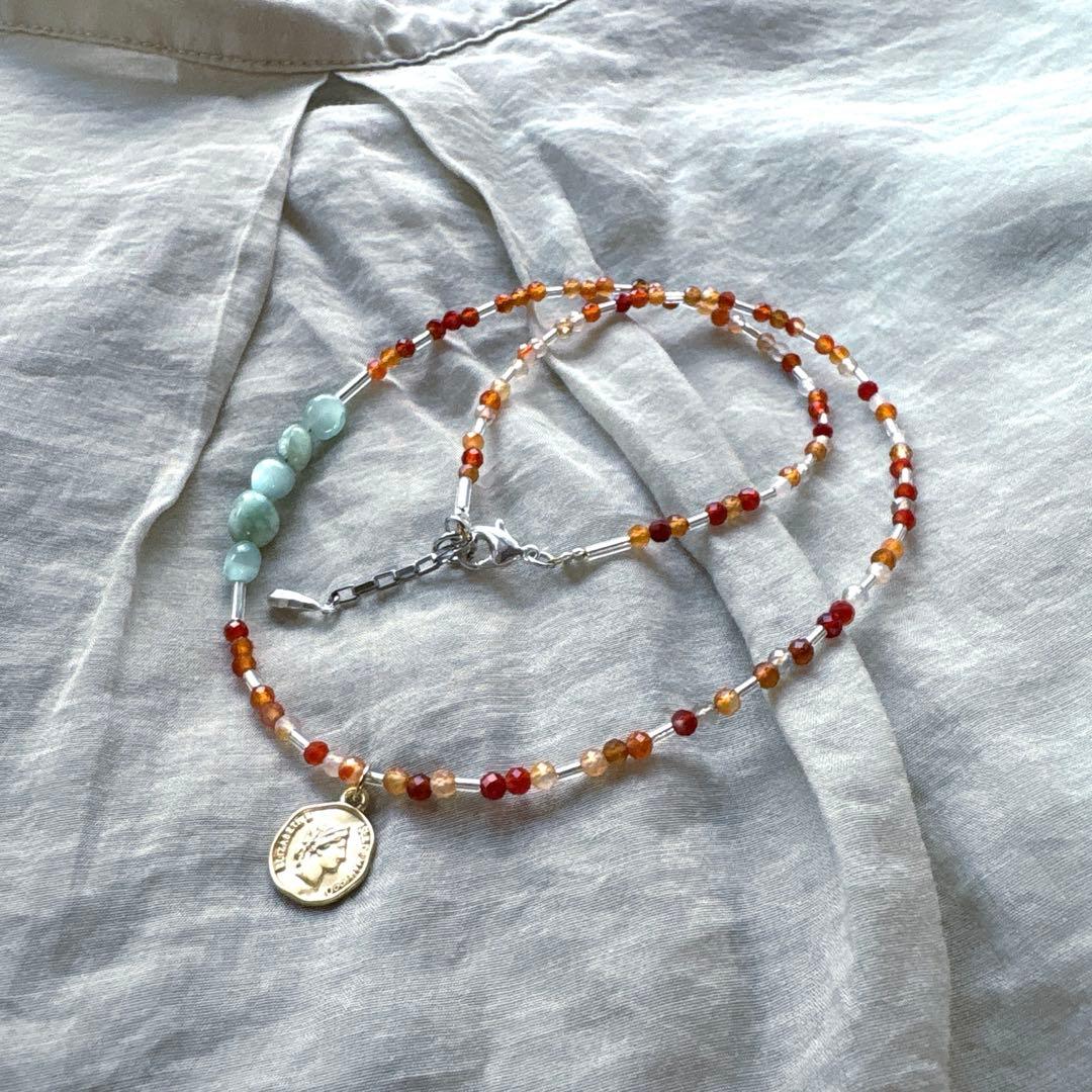 no.103 ラリマーとサードニクスのネックレス　一点物