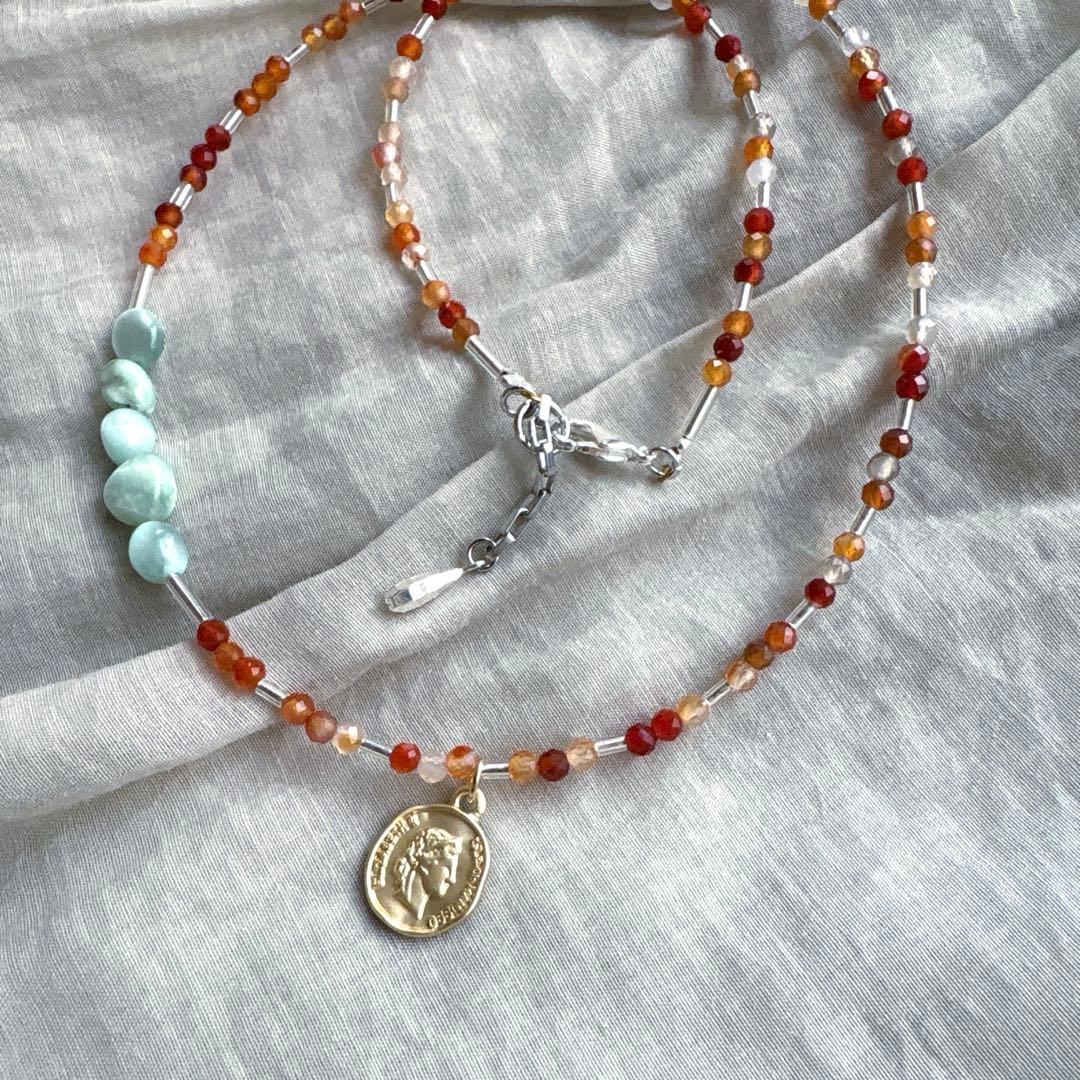 no.103 ラリマーとサードニクスのネックレス　一点物