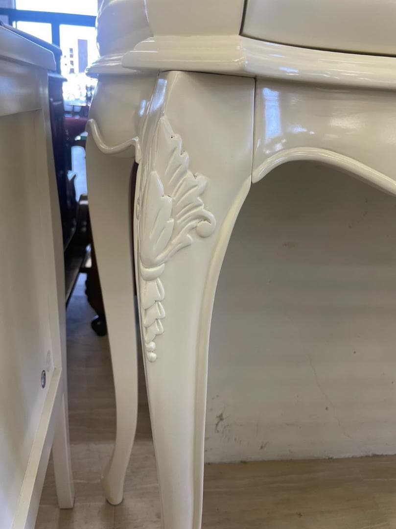 LF-075/IV マホガニー コンソール デスク 棚 PCデスク 机 ホワイト