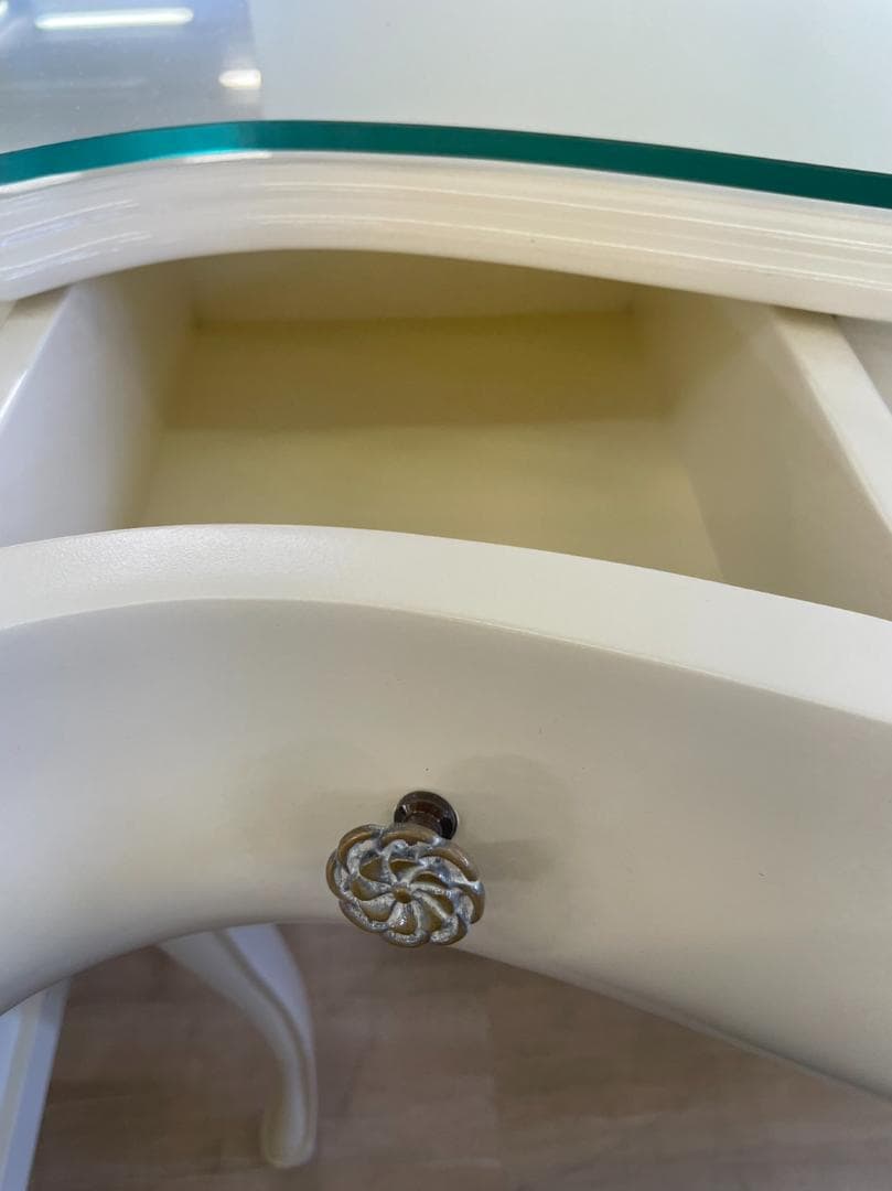 LF-075/IV マホガニー コンソール デスク 棚 PCデスク 机 ホワイト