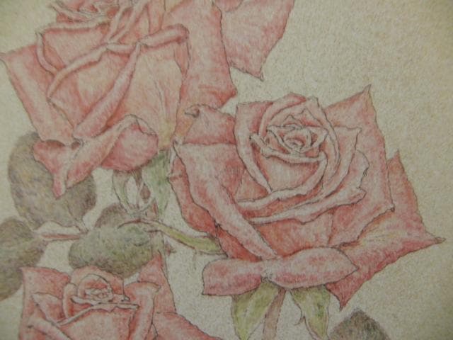 緒方浩章、【バラ（ショコラ）】、希少な画集画、新品高級額 額装付