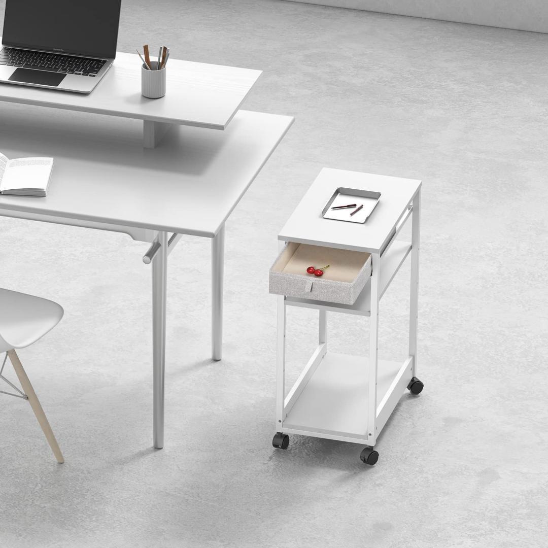 白 引き出し 移動も楽々 パソコンワゴン キャスター ラック