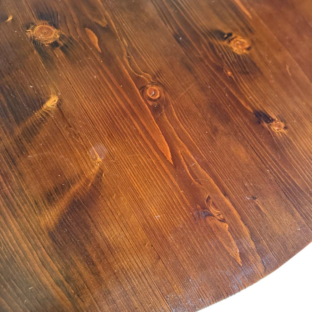 HR845 木目が素敵なレトロ　円卓　ちゃぶ台　125cm　シャビーシック