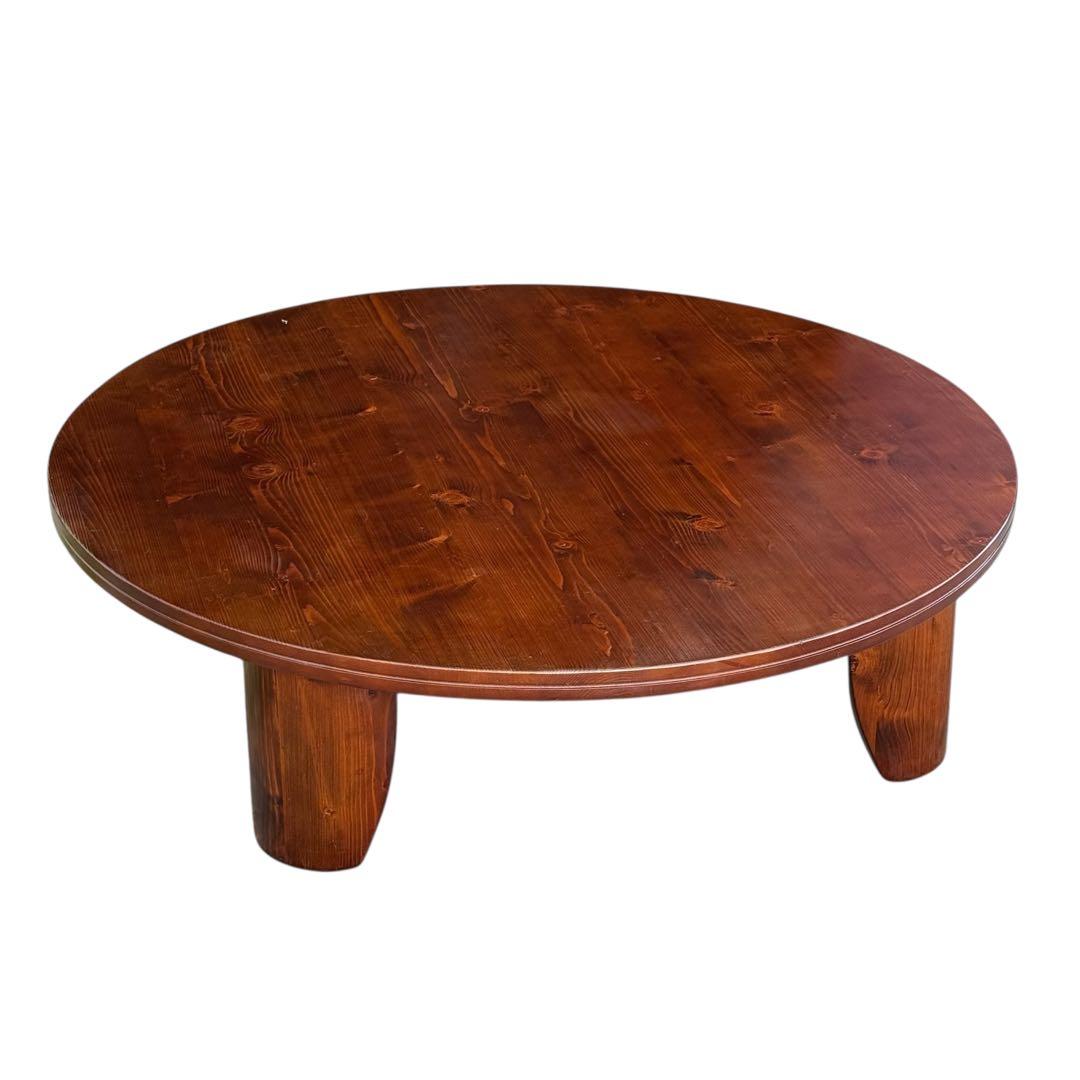 HR845 木目が素敵なレトロ　円卓　ちゃぶ台　125cm　シャビーシック