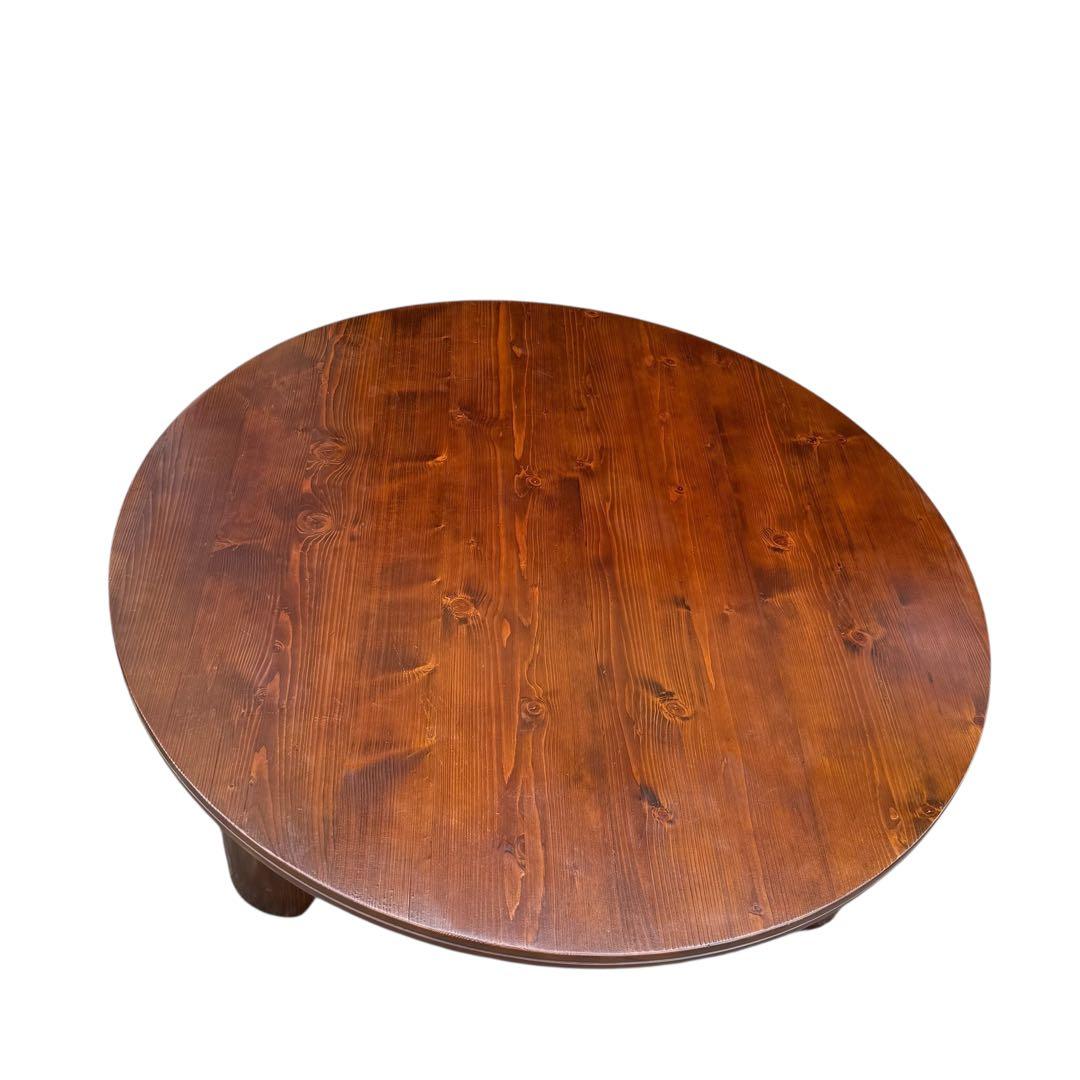 HR845 木目が素敵なレトロ　円卓　ちゃぶ台　125cm　シャビーシック