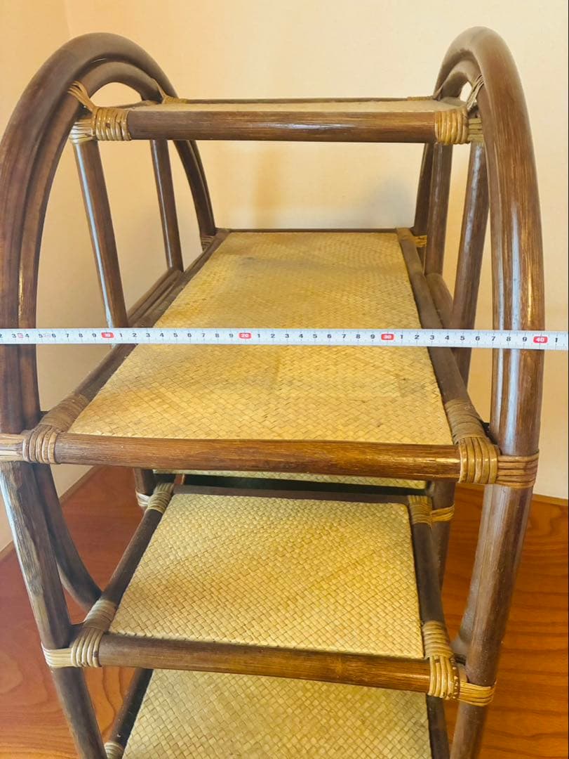 民藝家具 ラタン 陳列棚 飾り棚 チェスト ラック 籐製 木製 押入れ 収納