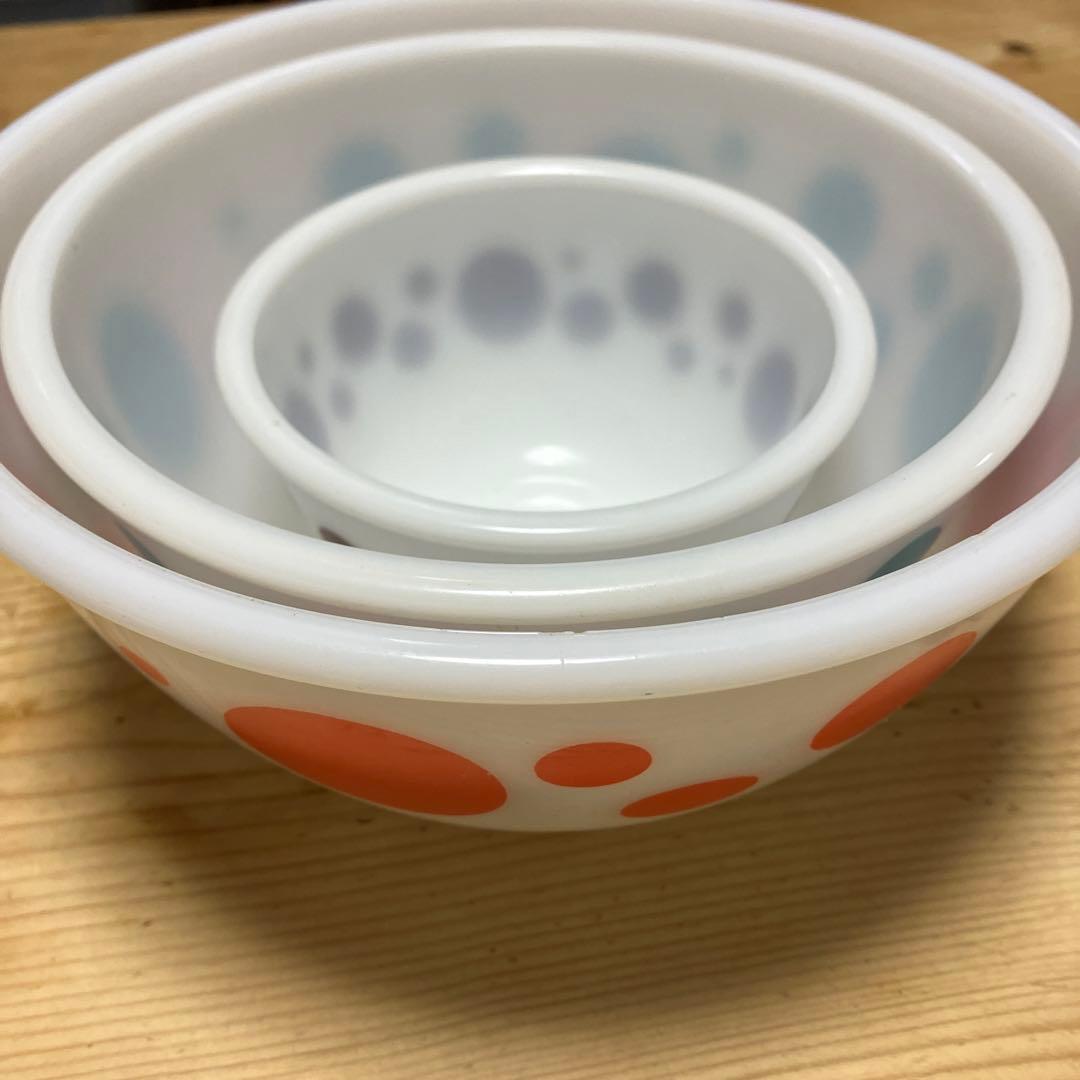 レア品　ヘーゼルアトラス　ミキシングボウルドット入れ子　ボウルセット