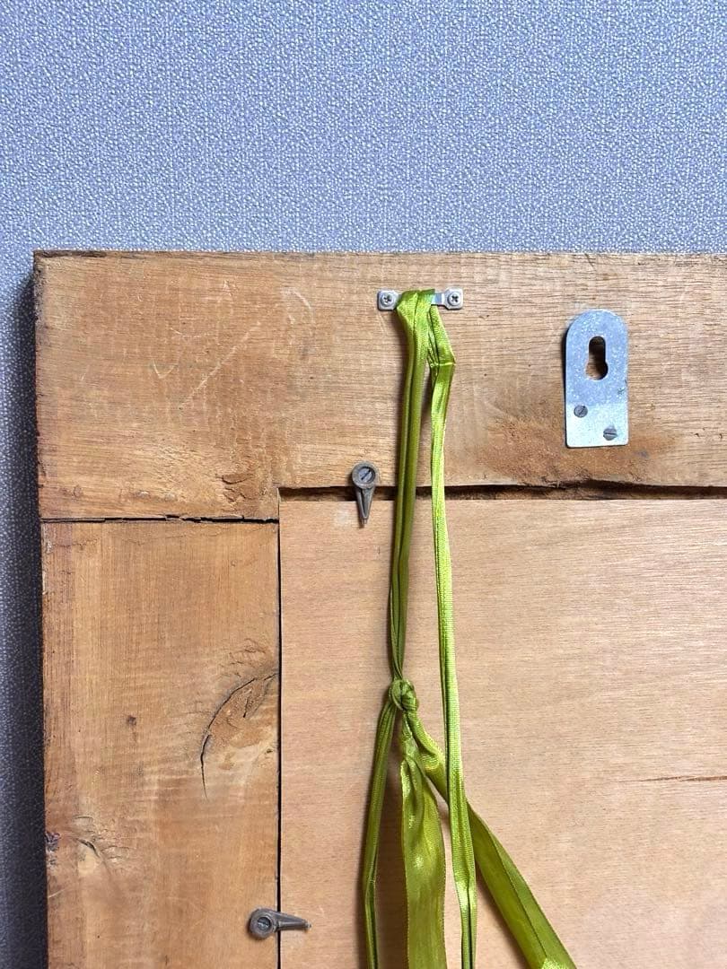 アンティーク　ウォールミラー　天然木　壁鏡　木枠　ヴィンテージ　編み込み