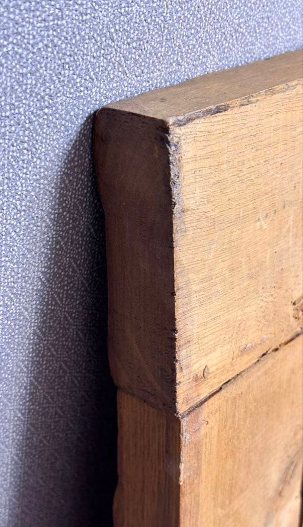 アンティーク　ウォールミラー　天然木　壁鏡　木枠　ヴィンテージ　編み込み