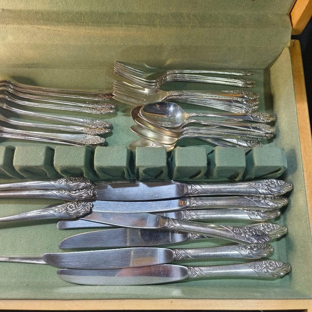 アメリカ骨董 コミュニティ シルバーカトラリーボックス付 全45点 1940年代