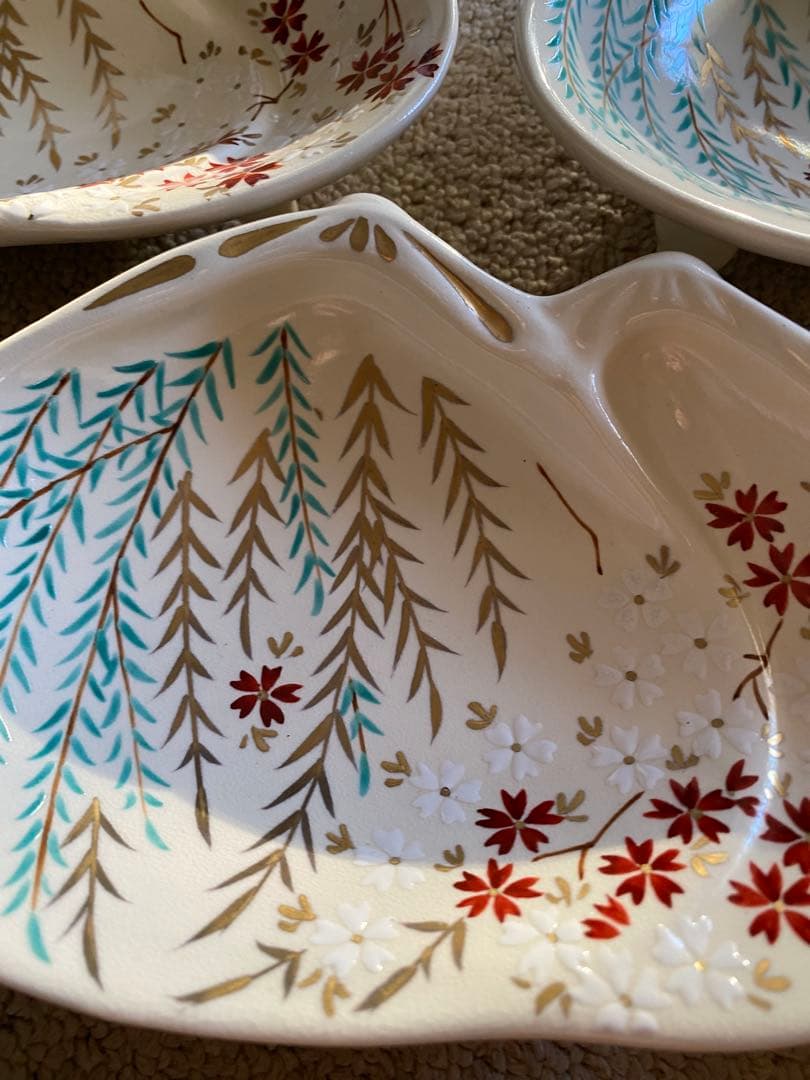 京焼向付仁清重ね蛤 金使用 柳と桜5客 新品未使 - メルカリ