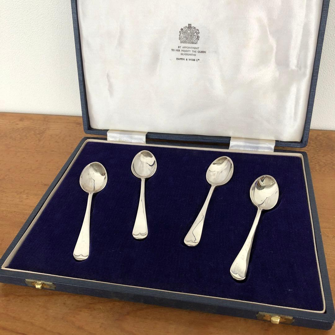 ヴィンテージ　マッピン＆ウェッブ　純銀製　記念ホールマーク　4種花柄　スプーン