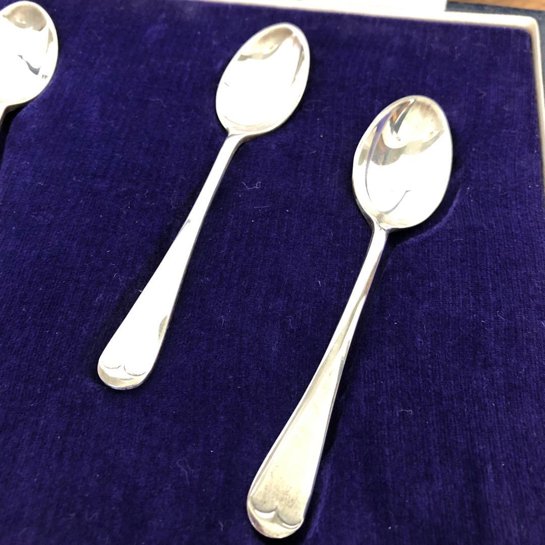 ヴィンテージ　マッピン＆ウェッブ　純銀製　記念ホールマーク　4種花柄　スプーン