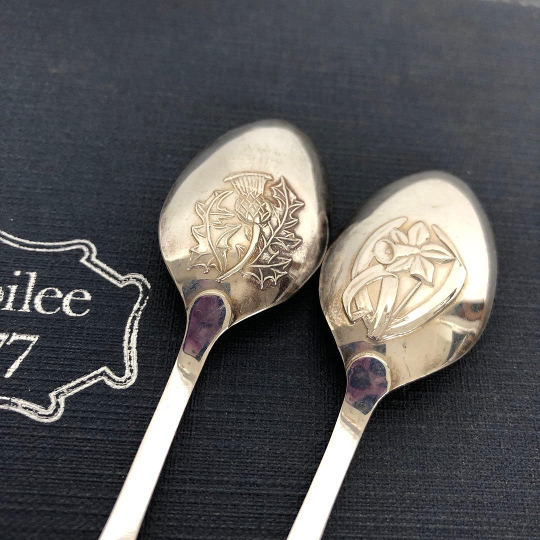 ヴィンテージ　マッピン＆ウェッブ　純銀製　記念ホールマーク　4種花柄　スプーン